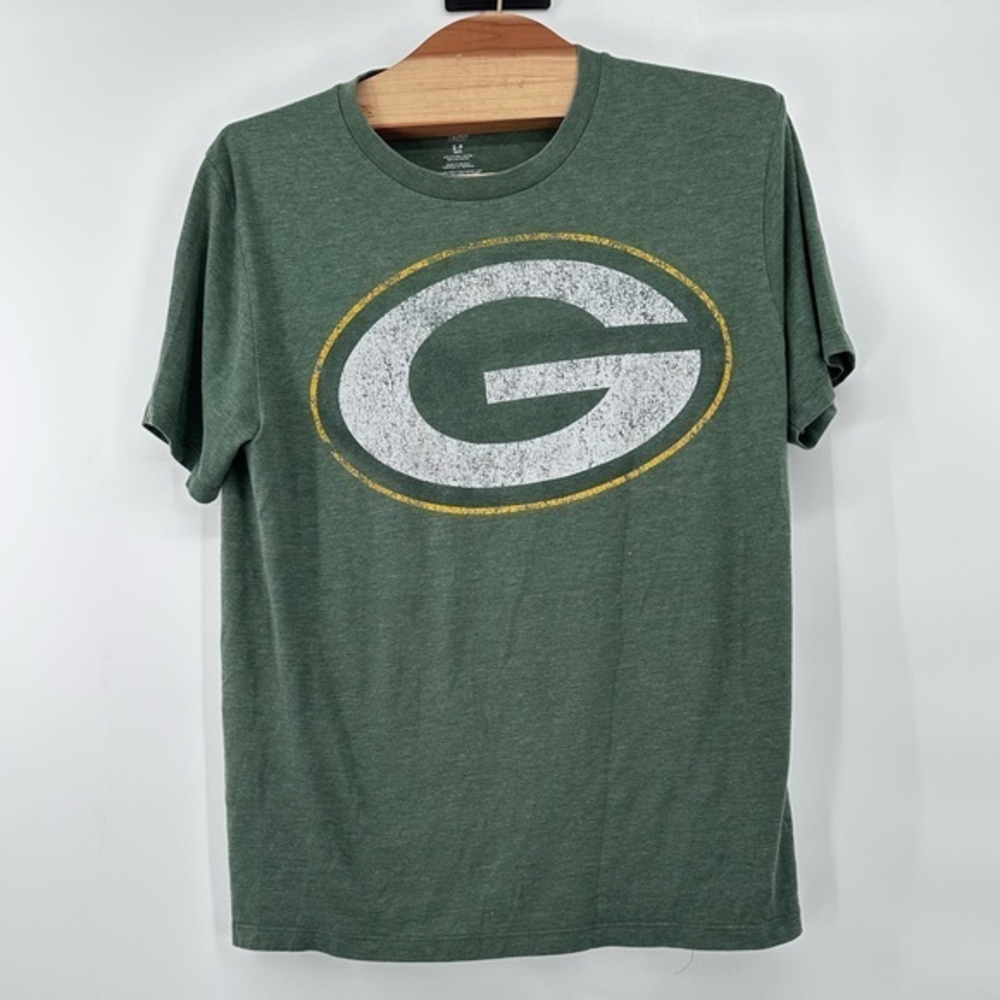 Green Bay Packers NFL Green‎ Majestic  water paint  Crewneck Shirt single stitch